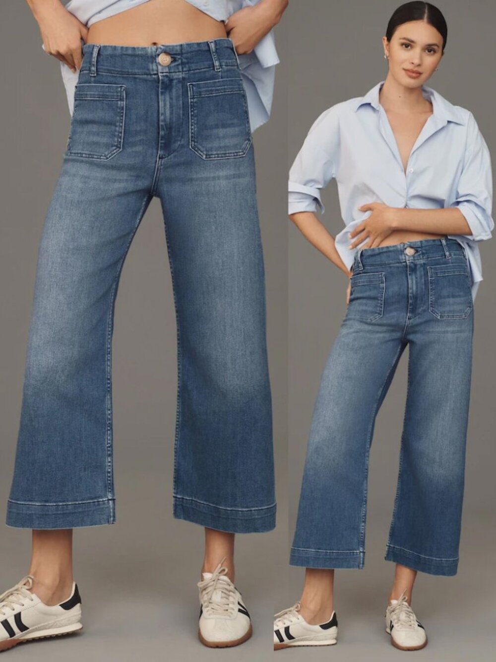 Anthropologie Pilcro The Colette Denim Cropped Wide Leg Jeans Size 30 Blue $138